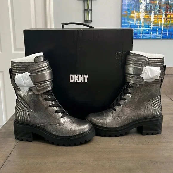 Dkny | Shoes | Dkny Womens Basia Buckled Quilted Blockheel Combat Boots |  Poshmark